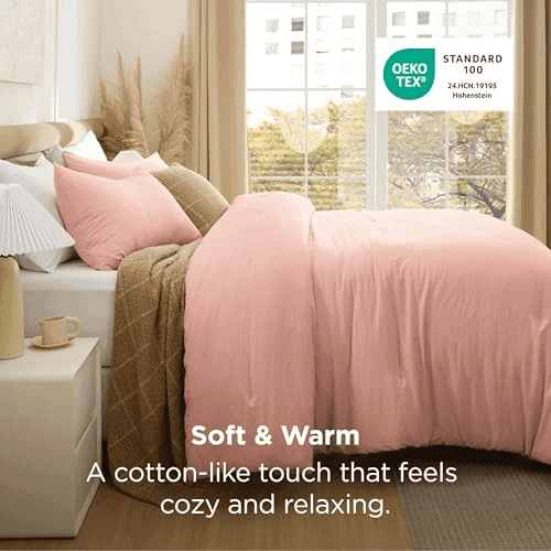 Bedsure King 3-Piece Comforter Set 104 x 90 in - Light Pink image 3