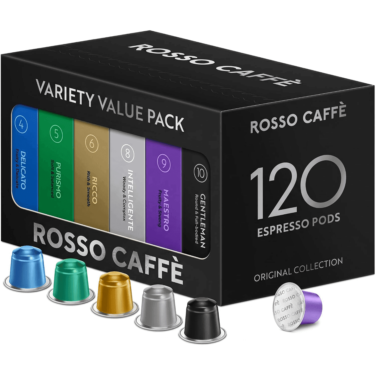 ROSSO CAFFÈ Espresso Pods Variety Pack - 120 Count
