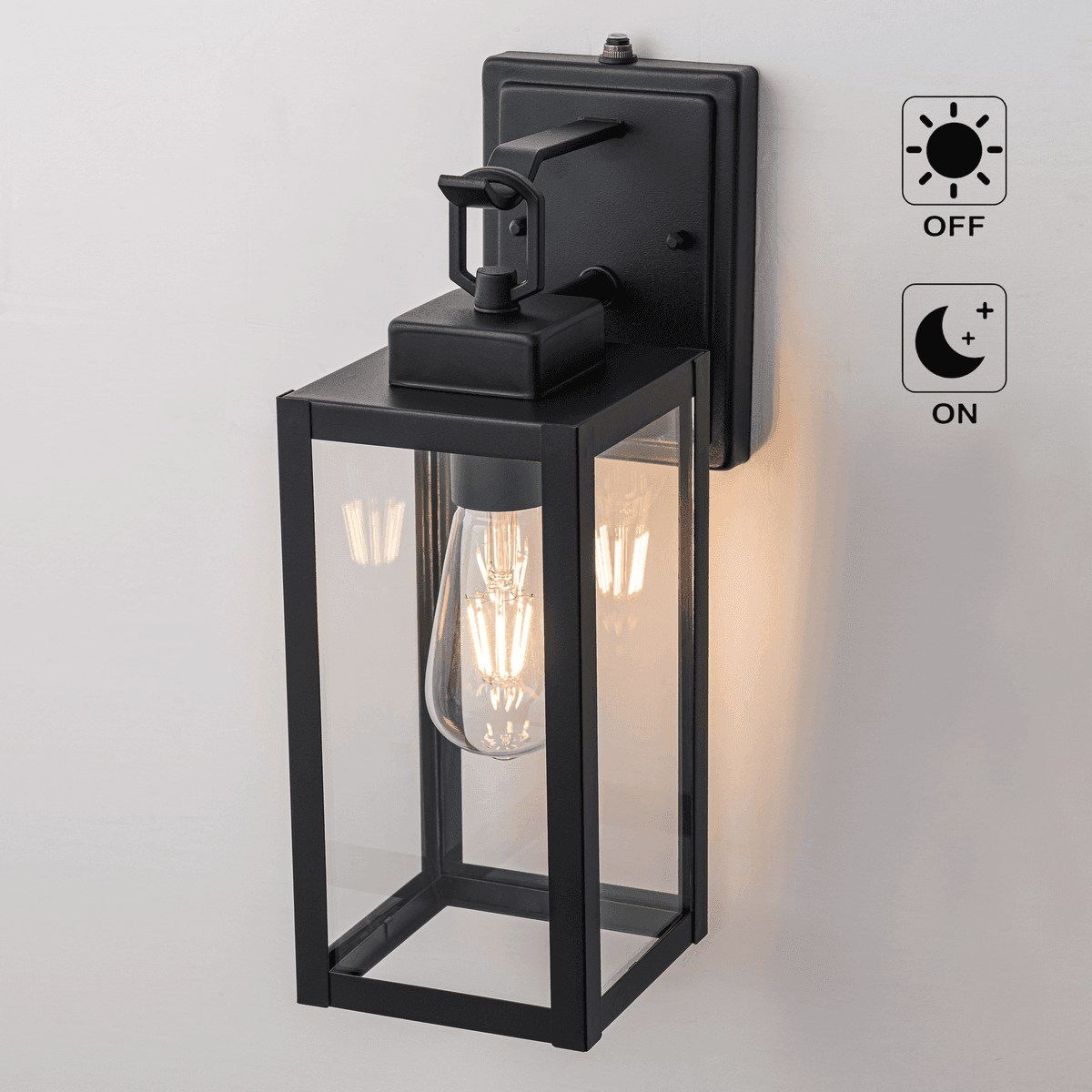 C Cattleya 13.5-in Dusk-to-Dawn Outdoor Wall Light - Matte Black image 2