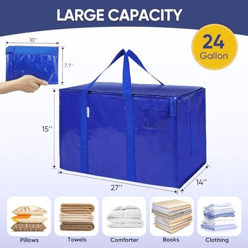 TICONN 6-Pack Extra-Large Moving and Storage Bags - Blue image 4