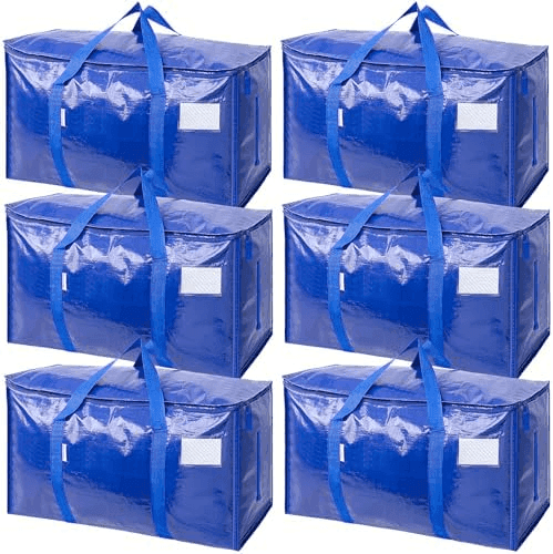 TICONN 6-Pack Extra-Large Moving and Storage Bags - Blue