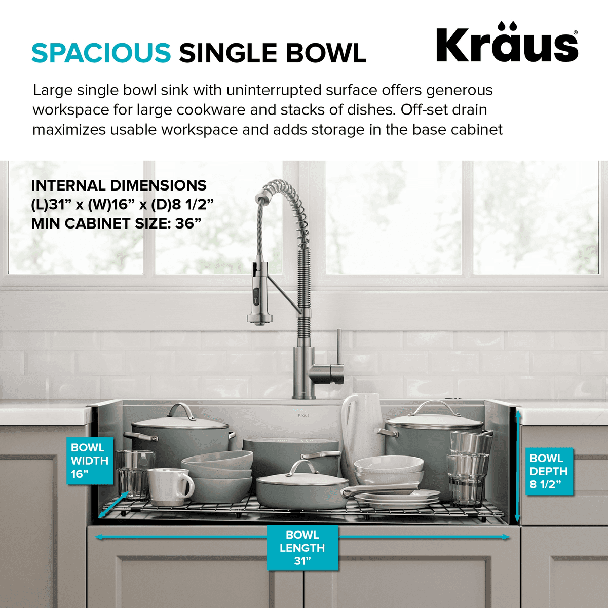 Kraus Kore 33-Inch Stainless Steel Workstation Kitchen Sink image 2