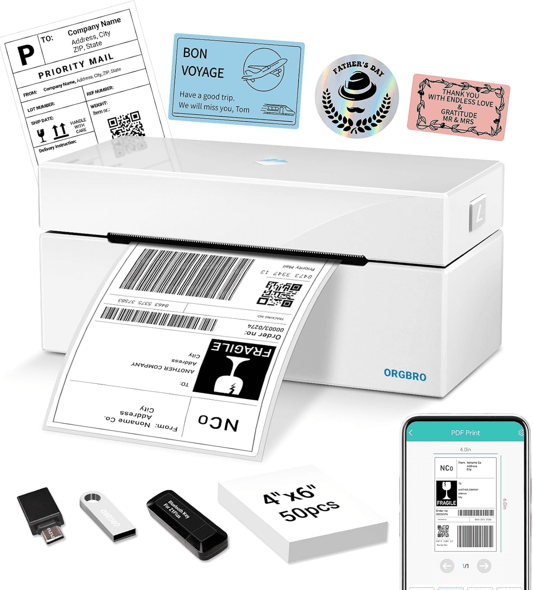 ORGBRO Z1 Plus Bluetooth 4x6 Thermal Label Printer