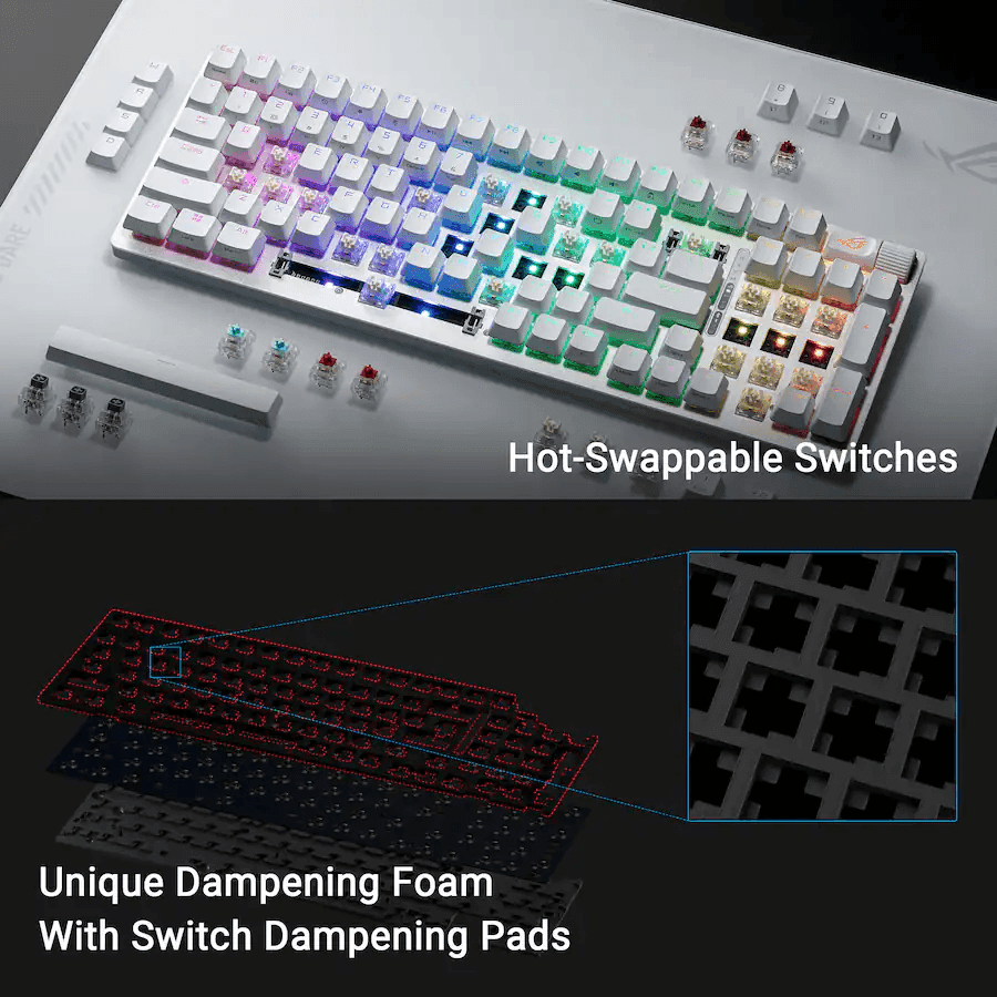 ASUS ROG Strix Scope II 96 Wireless Mechanical Gaming Keyboard - White image 4