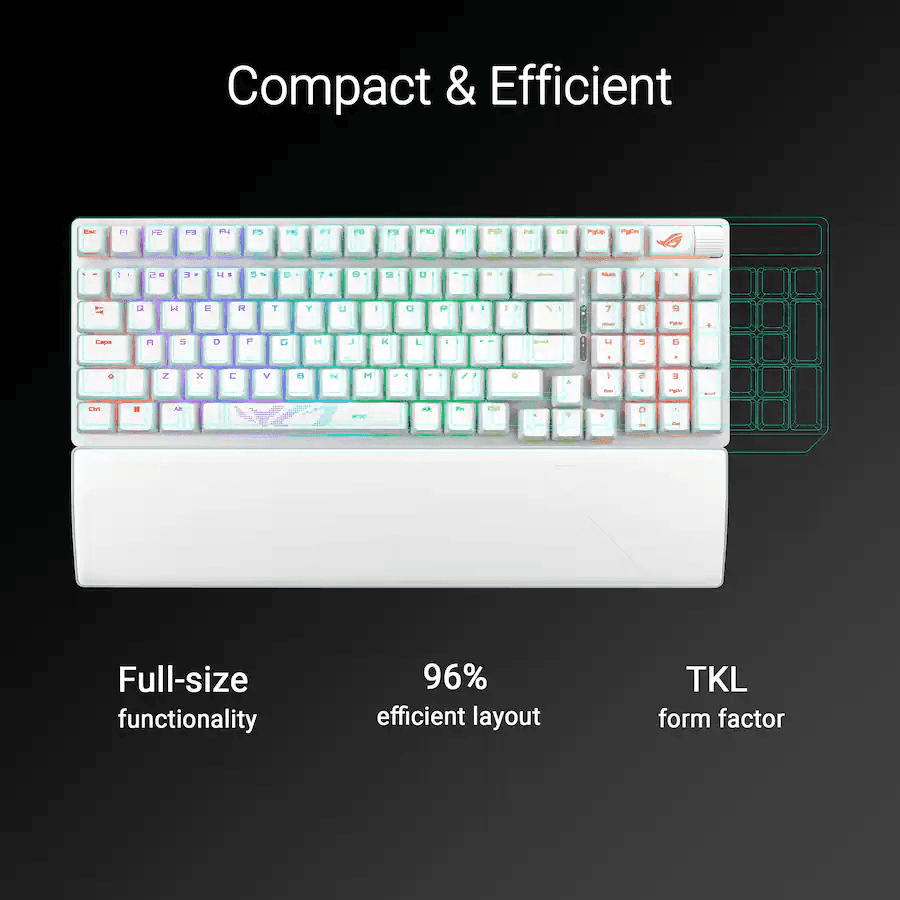 ASUS ROG Strix Scope II 96 Wireless Mechanical Gaming Keyboard - White image 2