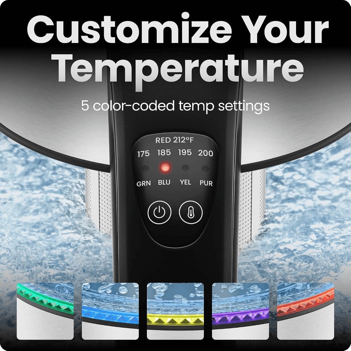 Chefman 1.8L Electric Kettle with Temperature Control and Tea Infuser image 3