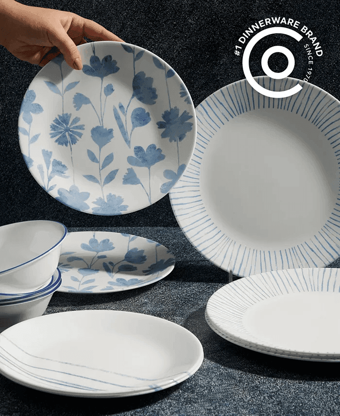 Corelle Botanical Stripes 12-Piece Dinnerware Set, Service for 4 image 2