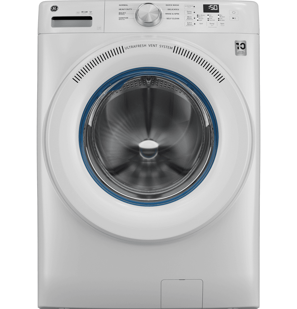GE UltraFresh Vent System 4.6-Cu.-Ft. Smart Front-Load Washer