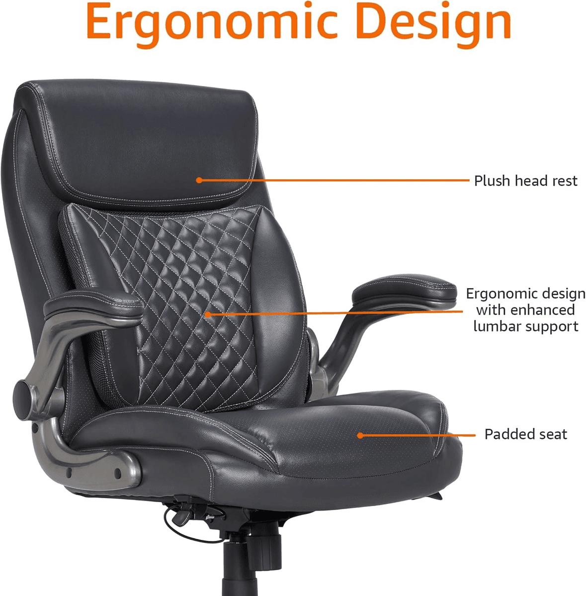 Amazon Basics Ergonomic Executive Office Chair, Grey image 3