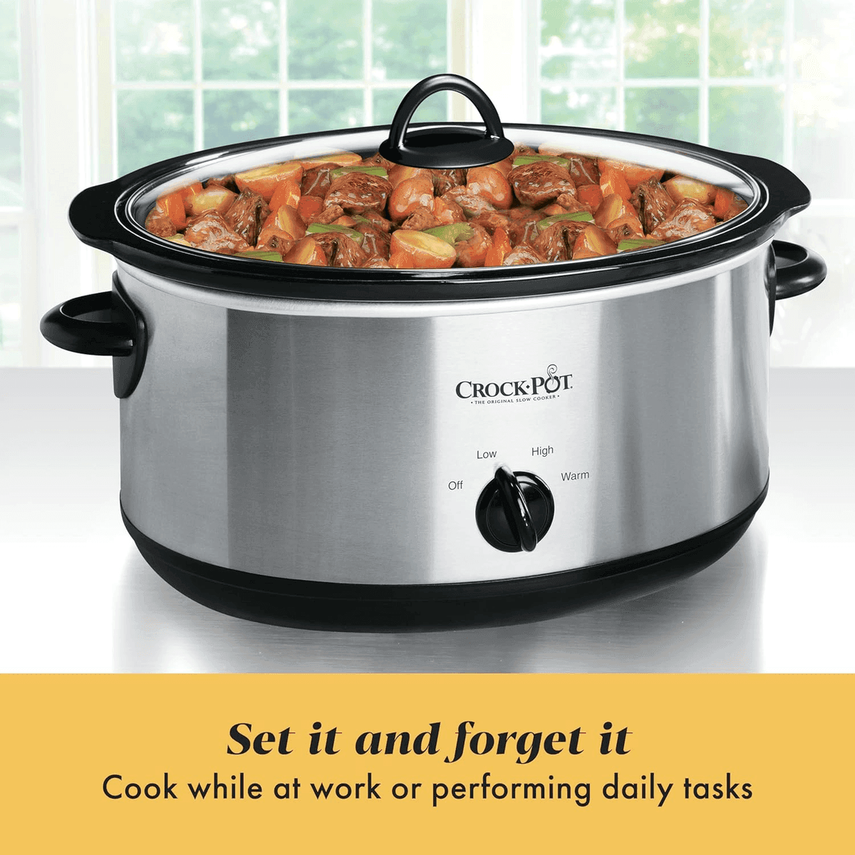Crock-Pot 7-Quart Manual Slow Cooker, Stainless Steel image 5