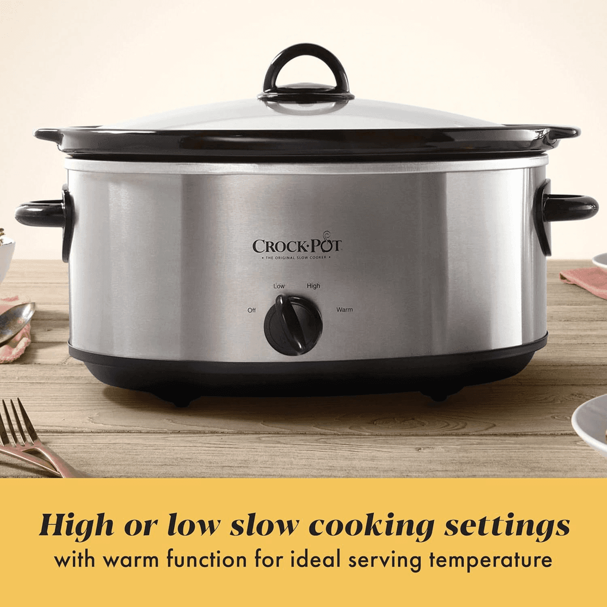 Crock-Pot 7-Quart Manual Slow Cooker, Stainless Steel image 2
