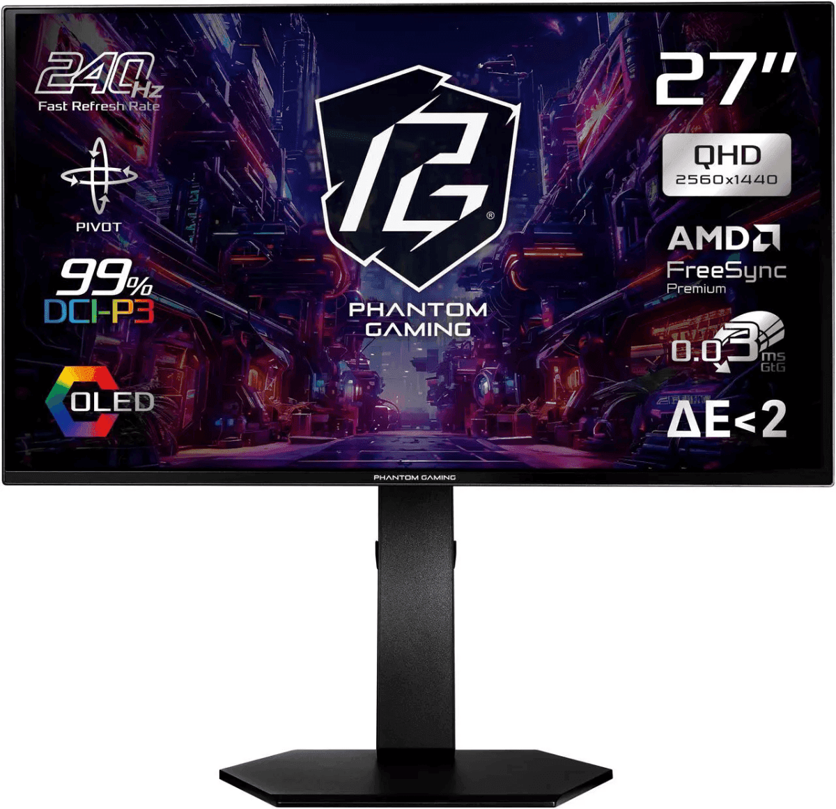 ASRock Phantom Gaming PGO27QSA 27-Inch QHD 240Hz OLED Monitor