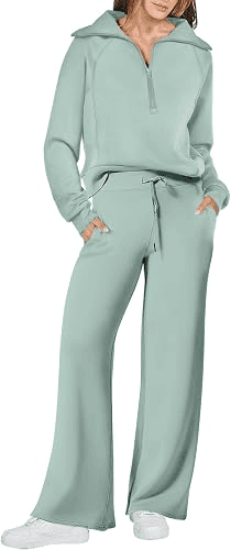 ANRABESS Women's 2-Piece Lounge Set - Pea Green, Small
