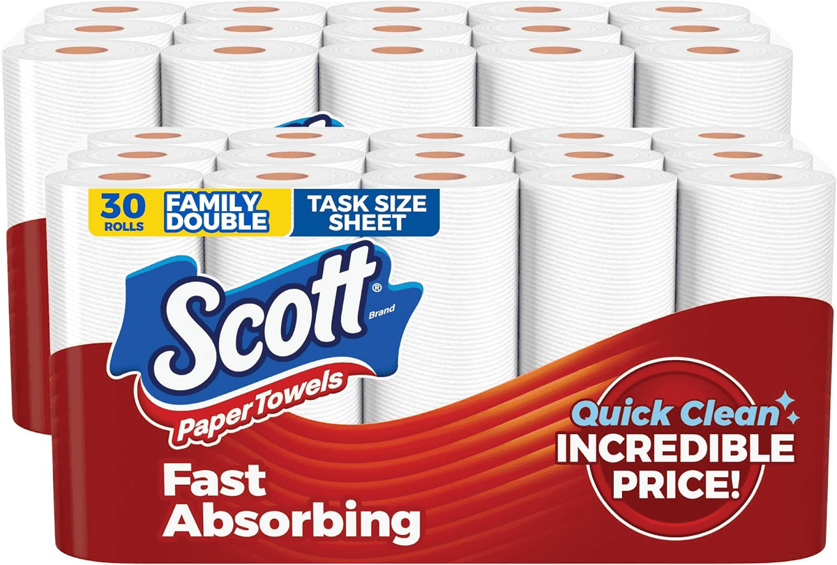 Scott Task Size Paper Towels - 30 Family Double Rolls