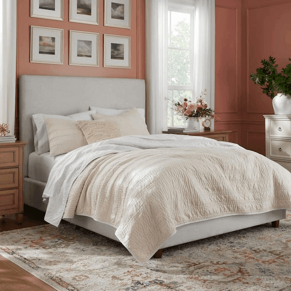 Home Decorators Collection 3-Piece Full/Queen Cotton Quilt Set, White/Khaki