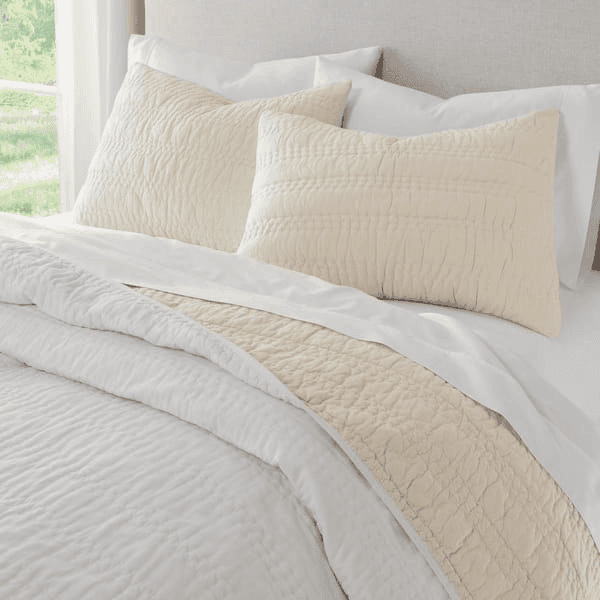 Home Decorators Collection 3-Piece Full/Queen Cotton Quilt Set, White/Khaki image 2