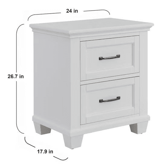 Universal Broadmoore Rose 2-Drawer Nightstand, White image 2
