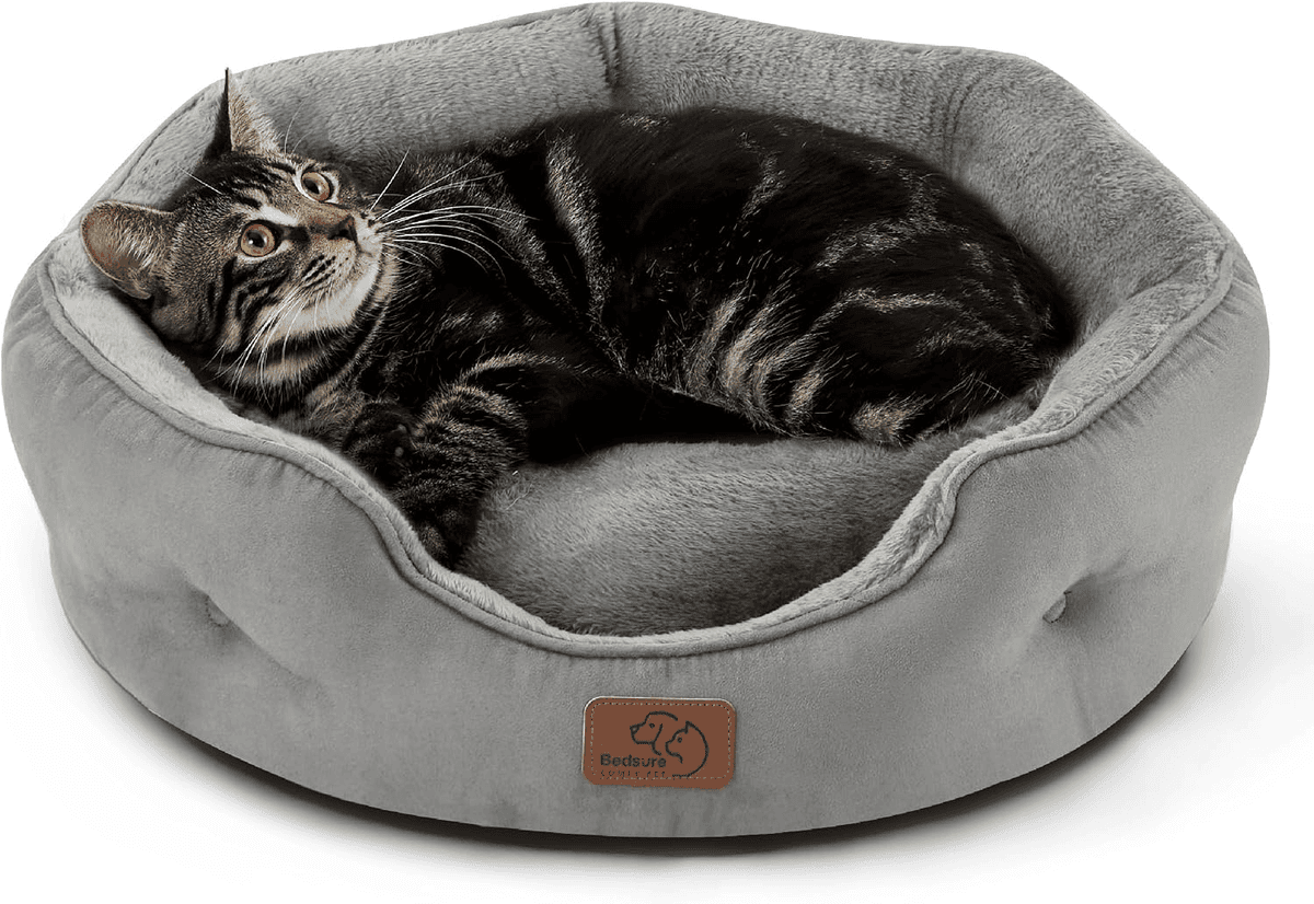 Bedsure 20-inch Washable Small Dog and Cat Bed, Grey
