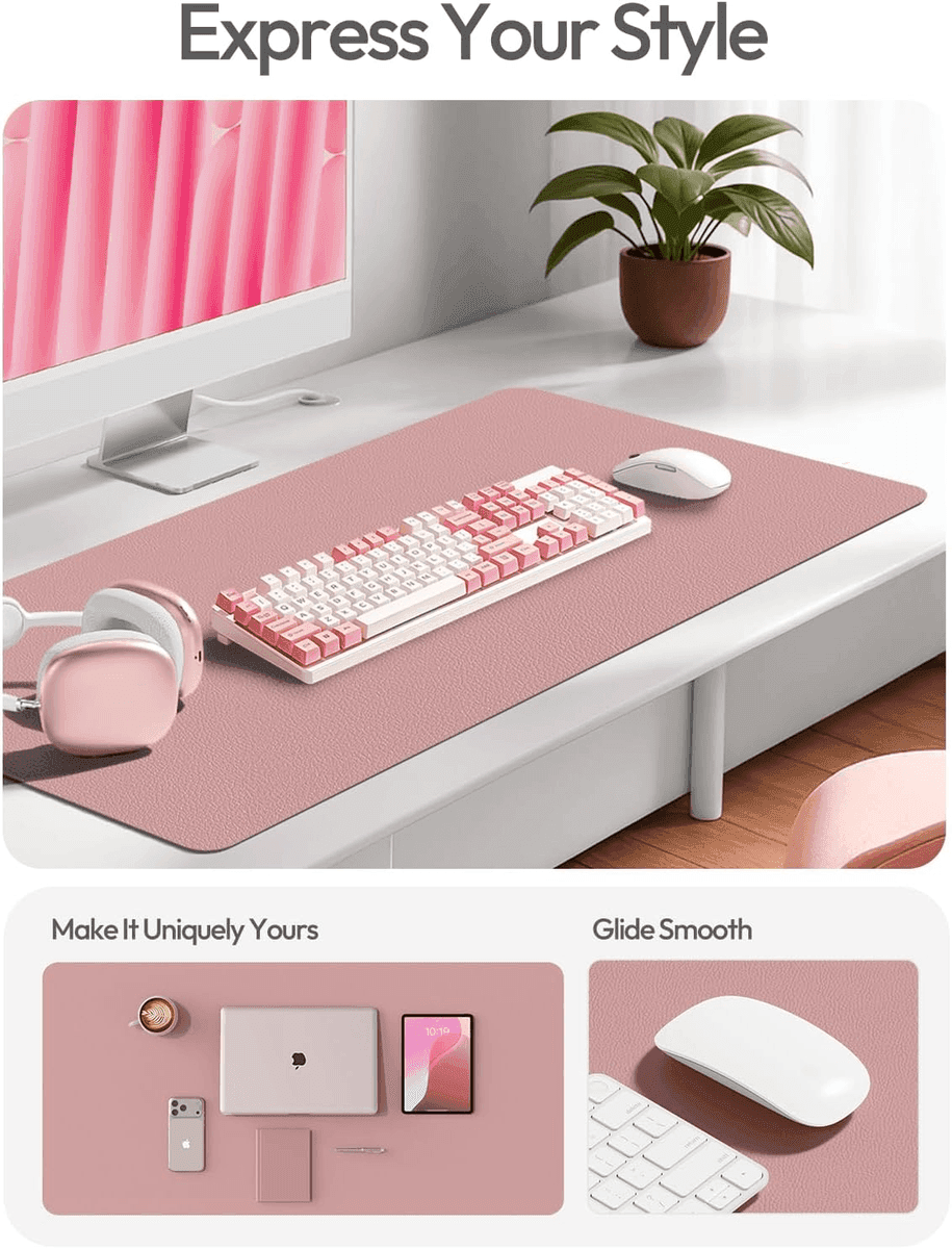YSAGi PU Leather Desk Mat - Pale Mauve, 35.4 x 17 Inches image 2
