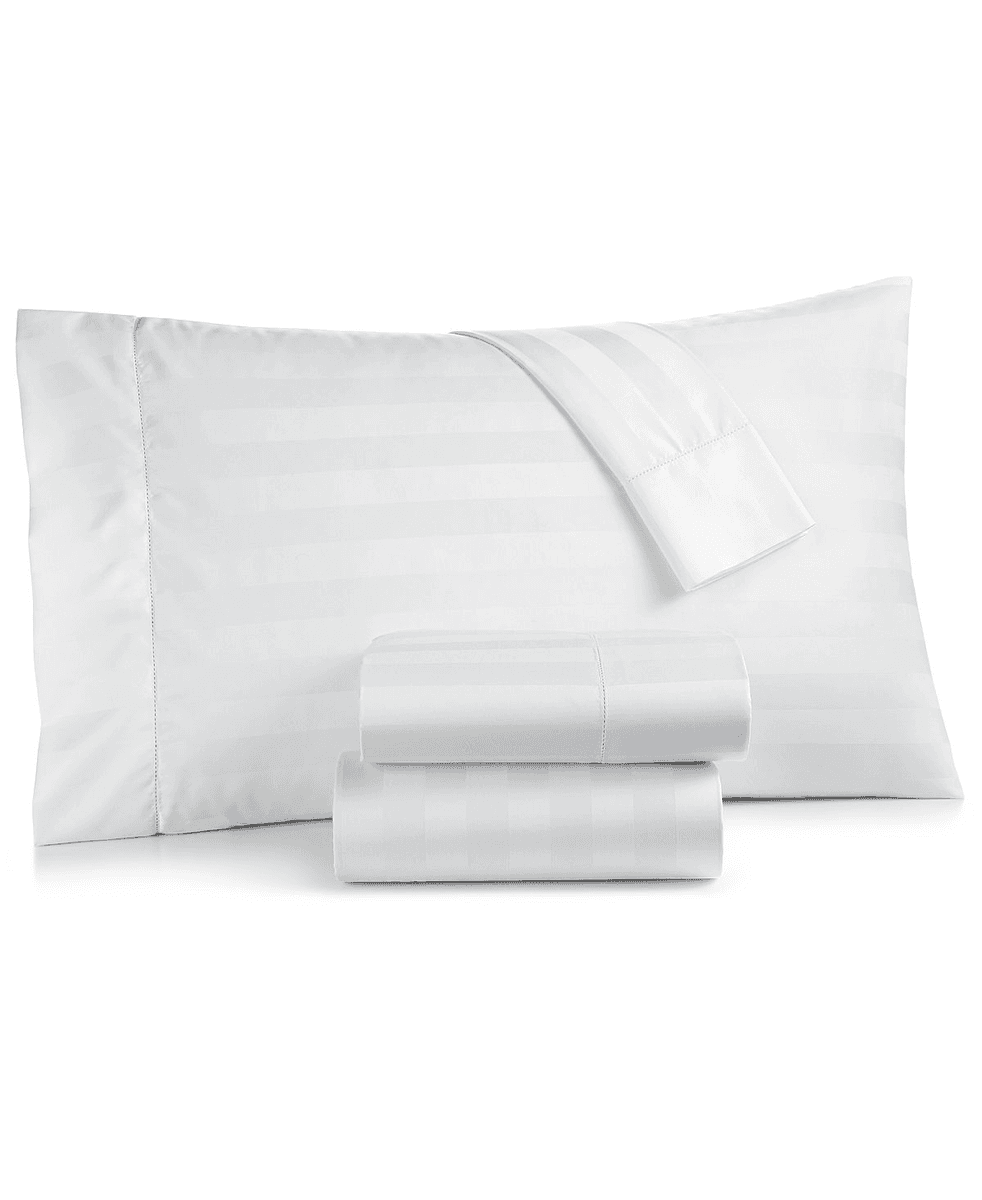 Charter Club 550-Thread-Count Cotton Stripe Queen 4-Piece Sheet Set - White