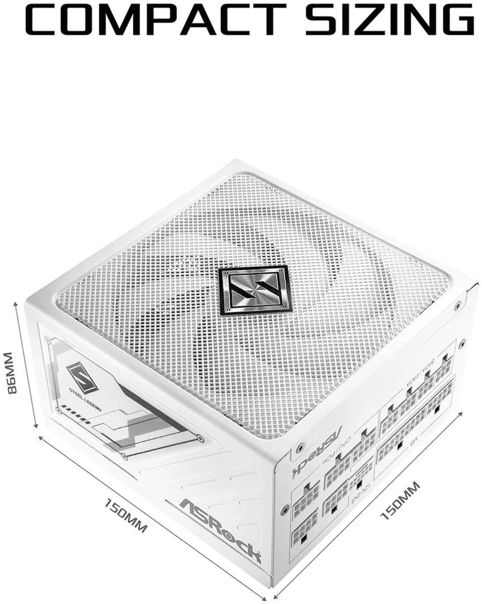 ASRock Steel Legend SL-850GW 850W Fully Modular Power Supply - White image 2