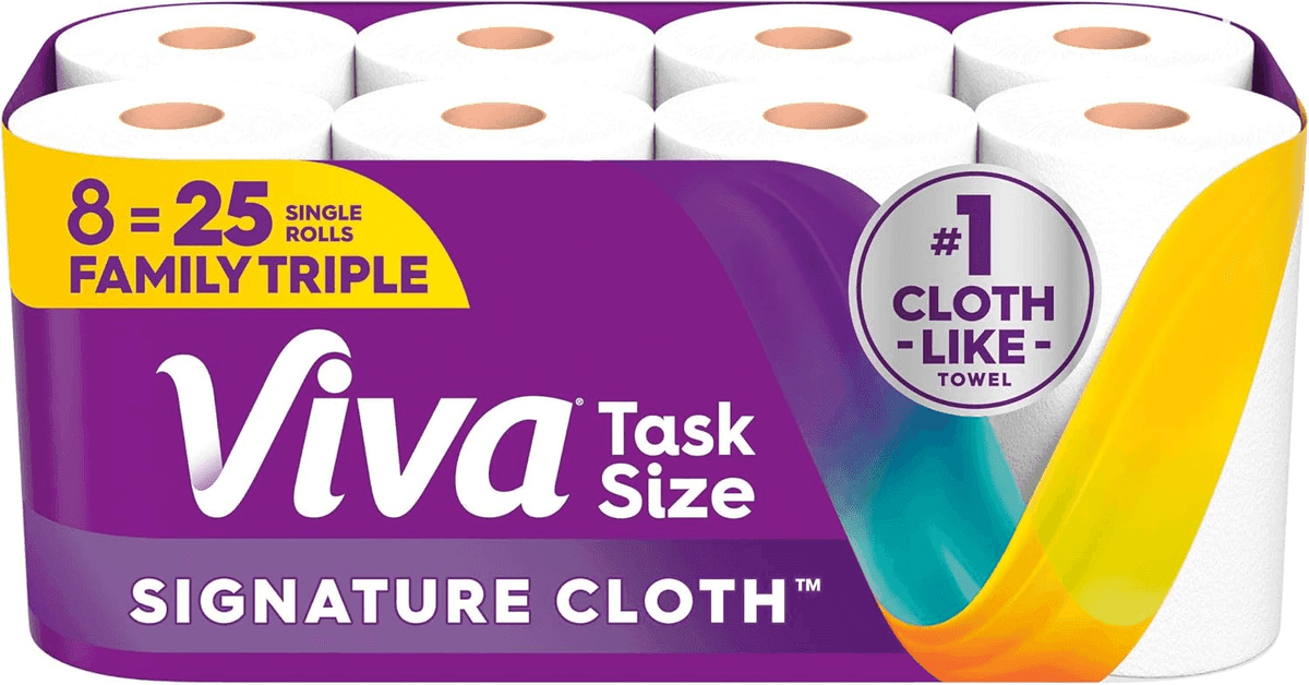 Viva Signature Cloth Paper Towels, 8 Family Triple Rolls, 141 Sheets Each