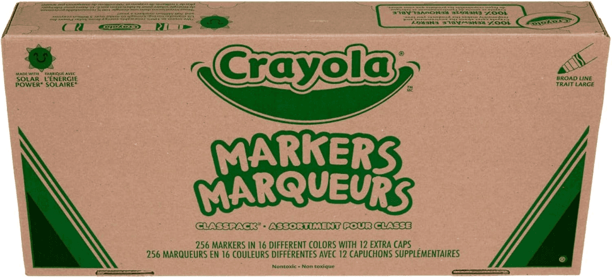 Crayola Broad Line Markers Classpack, 256 Markers in 16 Colors