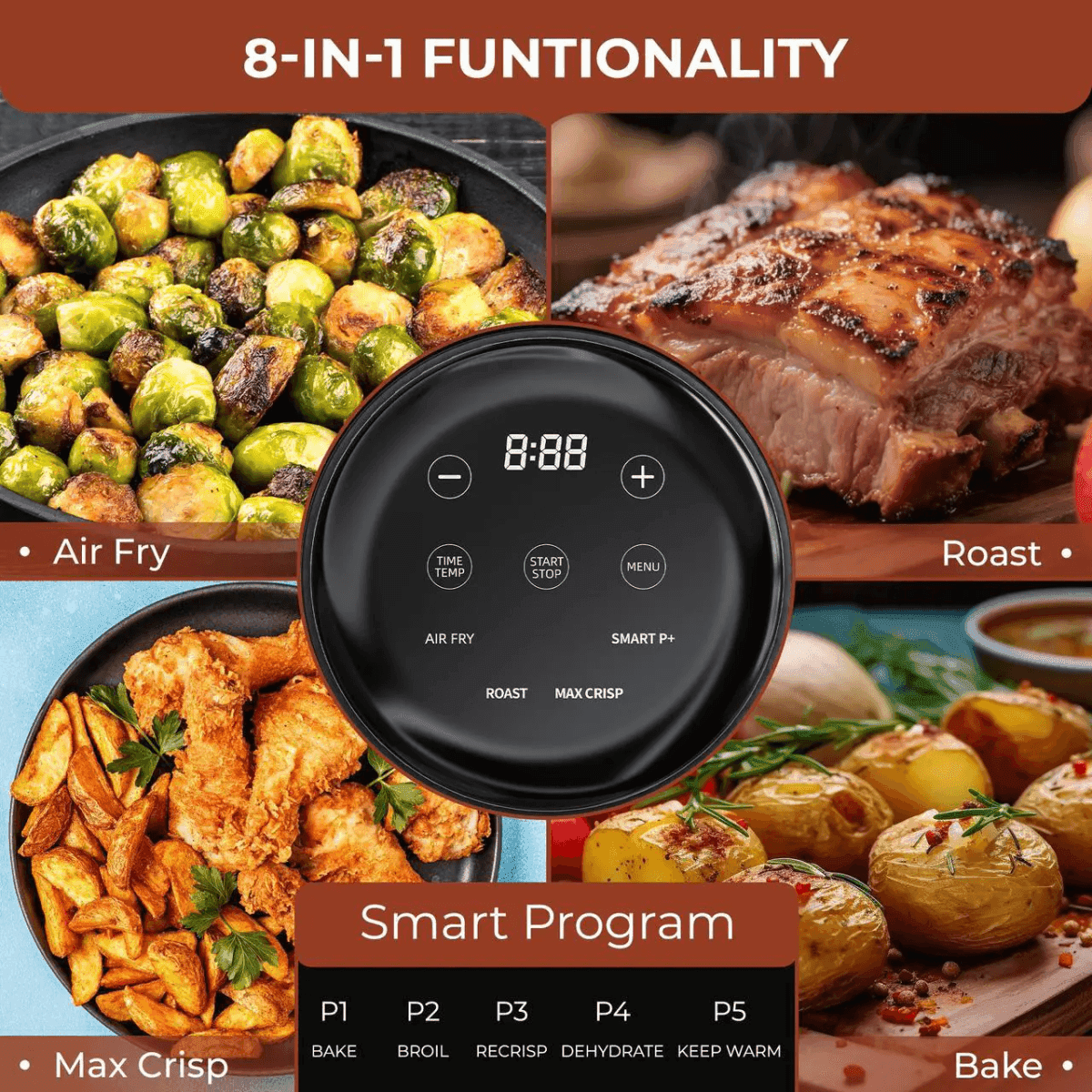 Rosewill 8-in-1 Portable Glass Air Fryer image 3