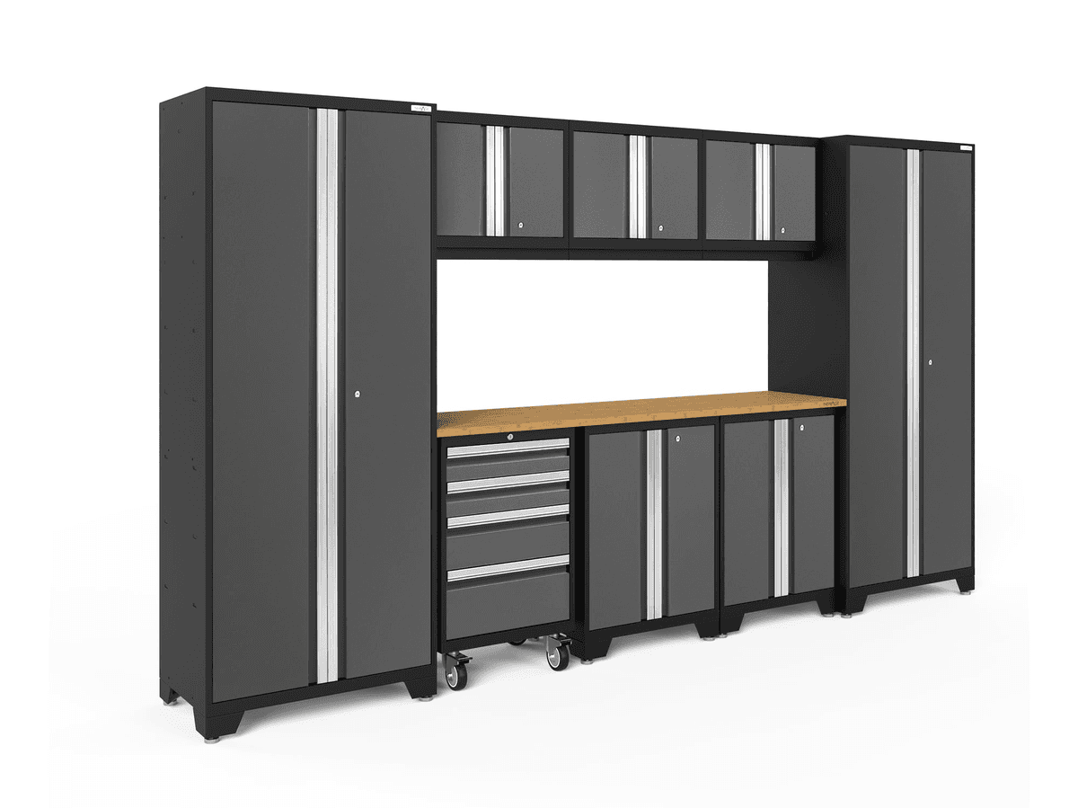NewAge Products Bold 132-in W x 76.75-in H 8-Cabinet Steel Garage Storage System - Charcoal Gray