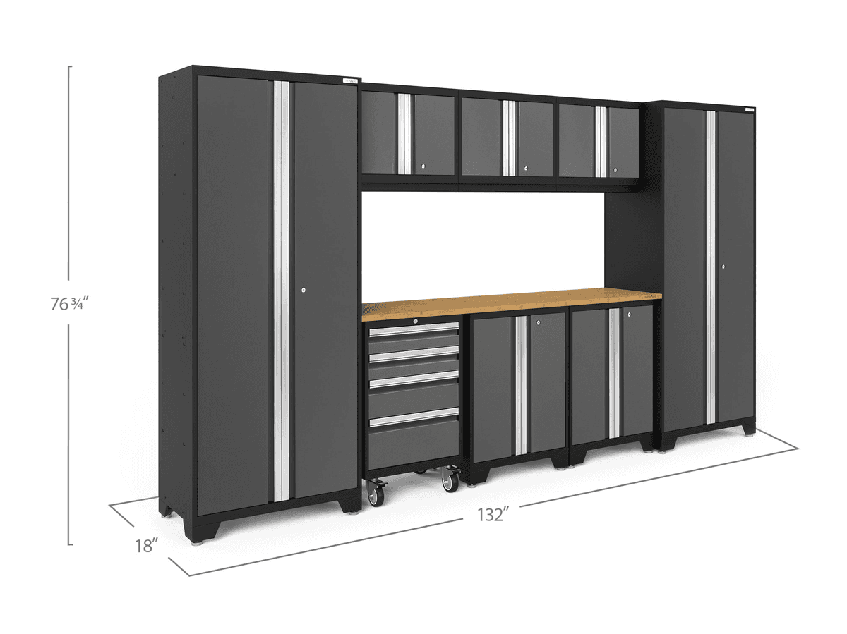 NewAge Products Bold 132-in W x 76.75-in H 8-Cabinet Steel Garage Storage System - Charcoal Gray image 3