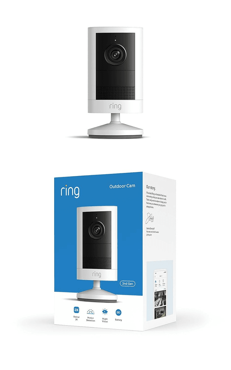 Ring Outdoor Cam 2K Battery Camera (White) for $49.99
