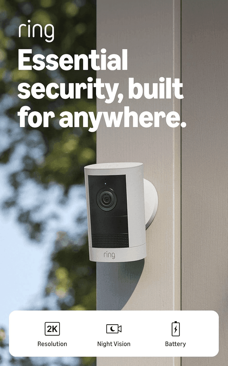 Ring Outdoor Cam 2K Battery Camera (White) for $49.99 image 2