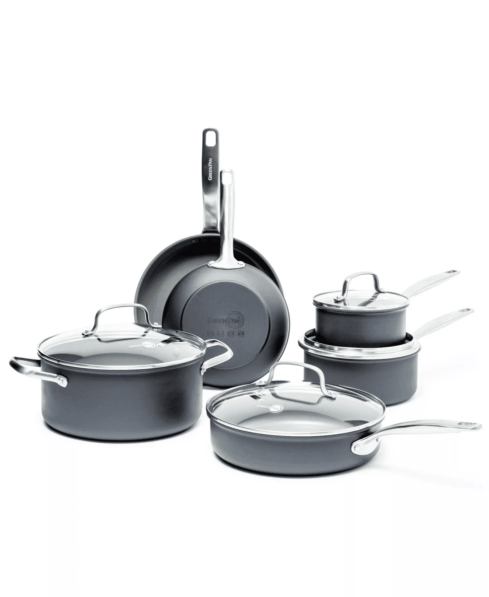 GreenPan Chatham 10-Piece Ceramic Nonstick Cookware Set - Gray
