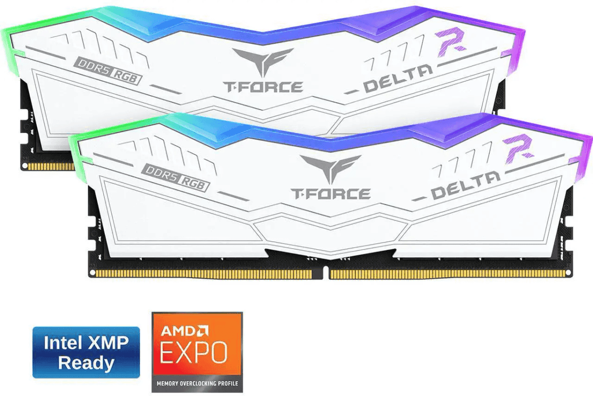 Team Group T-Force Delta RGB 16GB DDR5-6000 CL38 Memory Kit - White