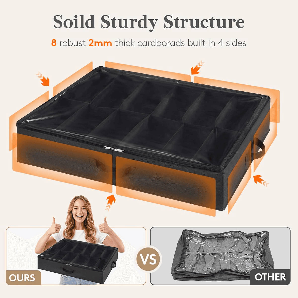 Lifewit Under-Bed Shoe Storage Organizers, 2-Pack - Black image 3