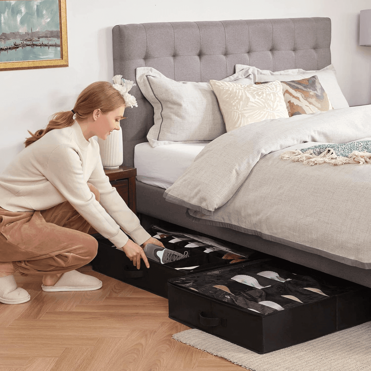 Lifewit Under-Bed Shoe Storage Organizers, 2-Pack - Black image 2
