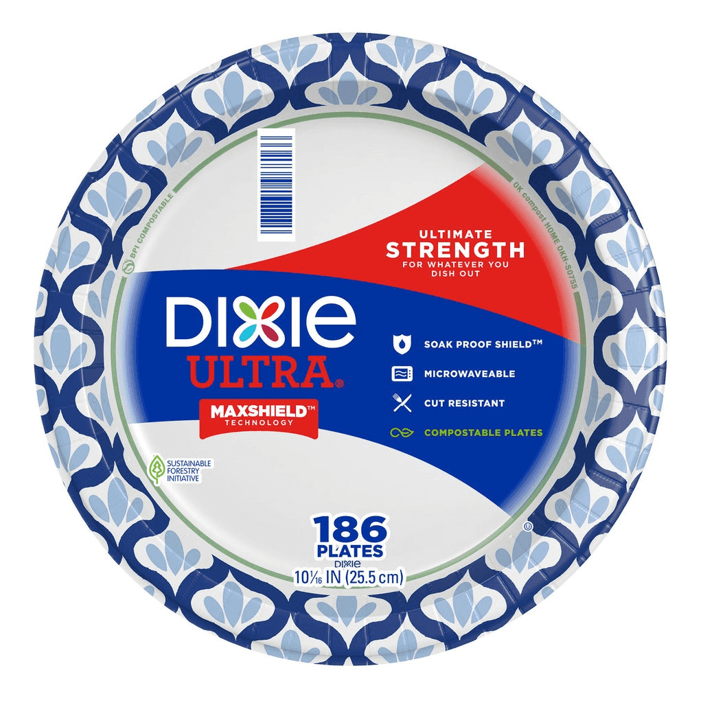 Dixie Ultra 10-1/16-Inch Paper Plates, 186-Count