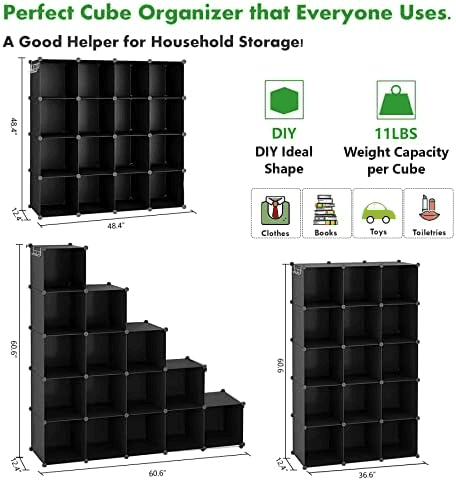 C&AHOME 16-Cube Storage Organizer, Black image 3