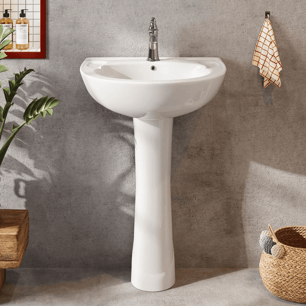 Hanikes 20-Inch White Vitreous China Pedestal Sink