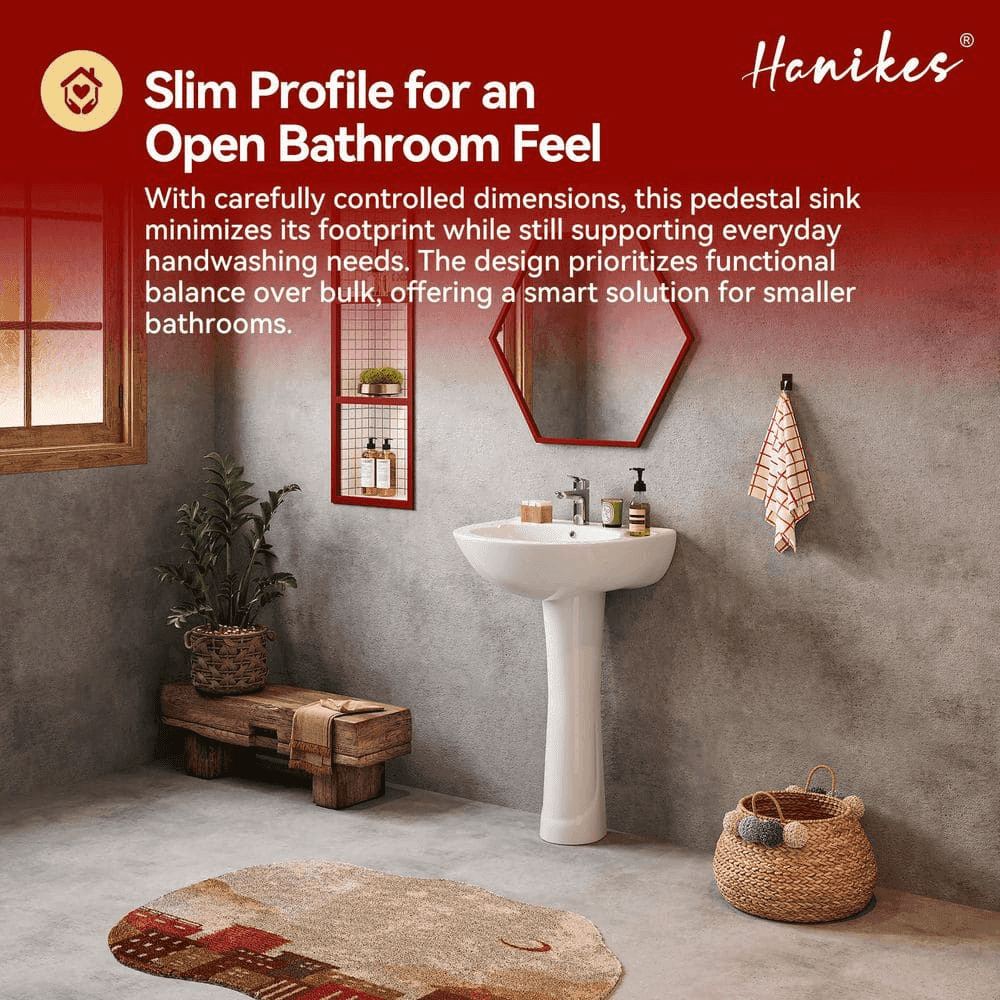 Hanikes 20-Inch White Vitreous China Pedestal Sink image 4