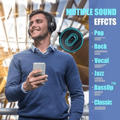 BERIBES 65-Hour Bluetooth Over-Ear Headphones in Black image 2