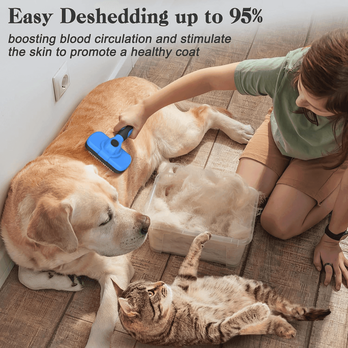 Swihauk Self-Cleaning Slicker Brush for Dogs and Cats - Blue image 5