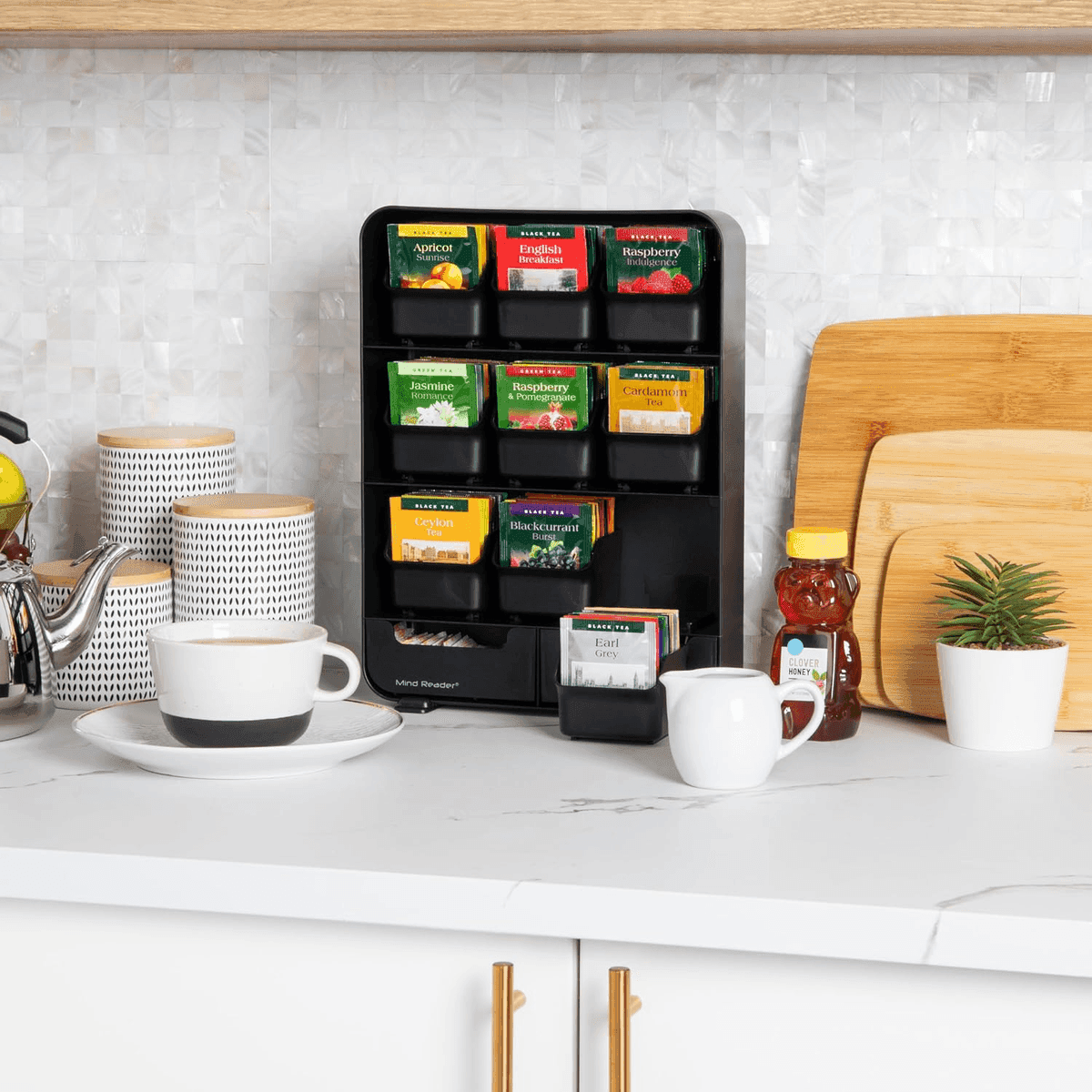 Mind Reader 11-Drawer Tea Bag Organizer in Black image 2