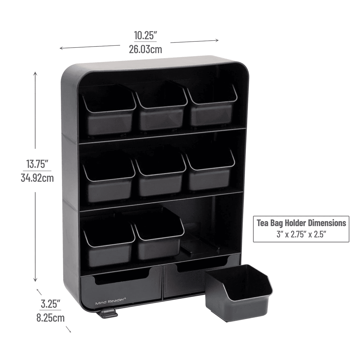 Mind Reader 11-Drawer Tea Bag Organizer in Black image 3