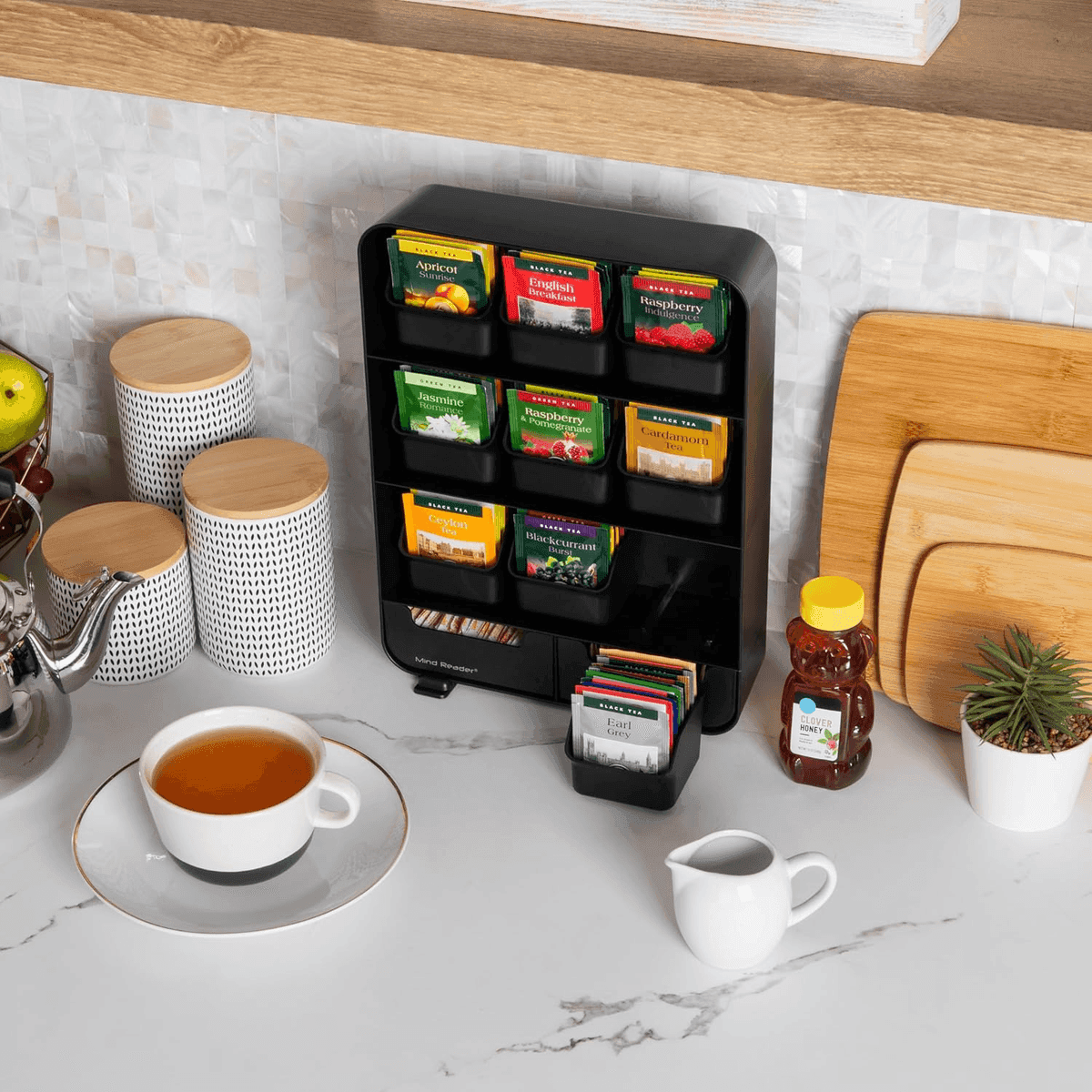 Mind Reader 11-Drawer Tea Bag Organizer in Black image 5