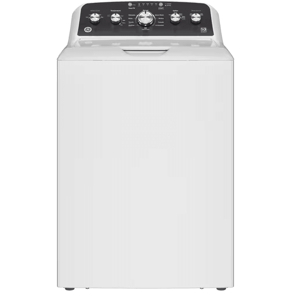 GE 4.5 cu. ft. Top Load Washer in White with Dual Action Agitator and Cold Plus, Sanitize with Oxi