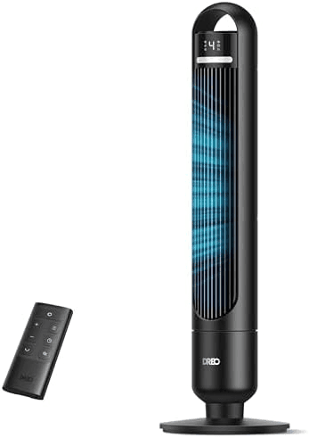DREO Tower Fan for Bedroom, 90° Oscillating Standing Fans for Room with 4 Speeds, 3 Modes, 28dB Quiet for Sleep, 26ft/s Velocity, 8H Timer, Remote... image 2