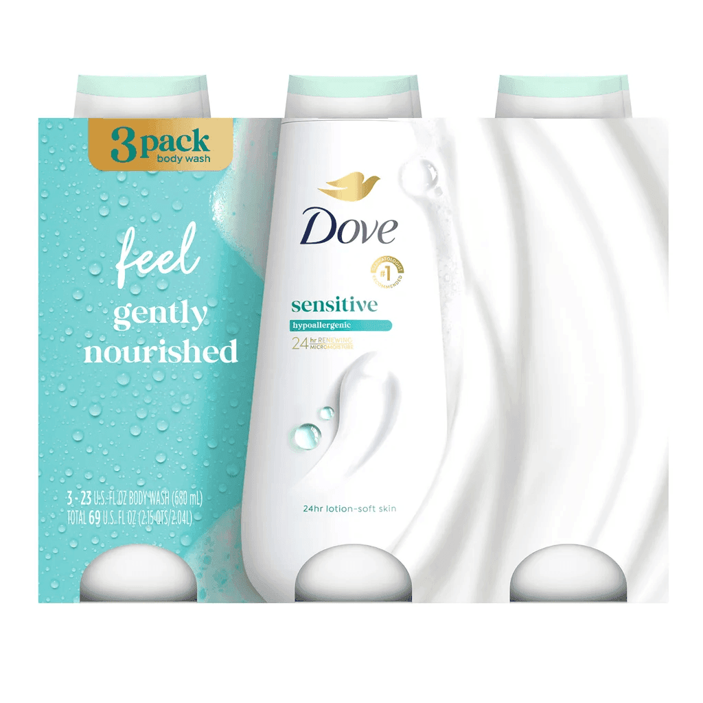 Dove Sensitive Body Wash, 23 fl oz, 3-Pack