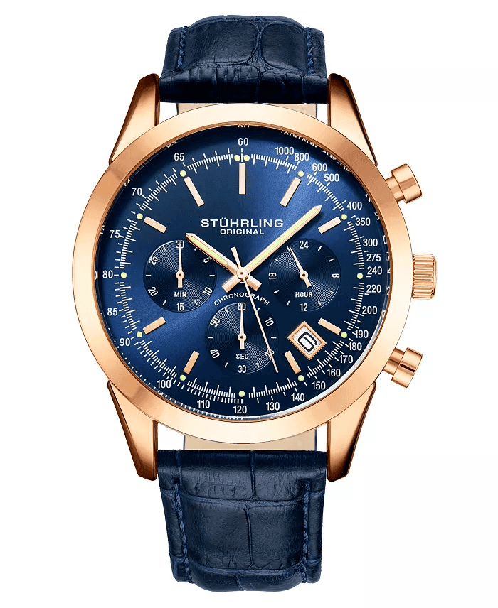 Stuhrling Rialto 3975L Men's Chronograph Watch in Blue image 2