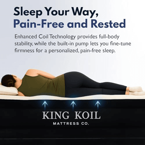 King Koil Queen Air Mattress with Built-in Pump, 20-inch, Black image 3